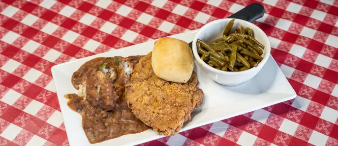 Red Beans and Fried Pork Ribeye